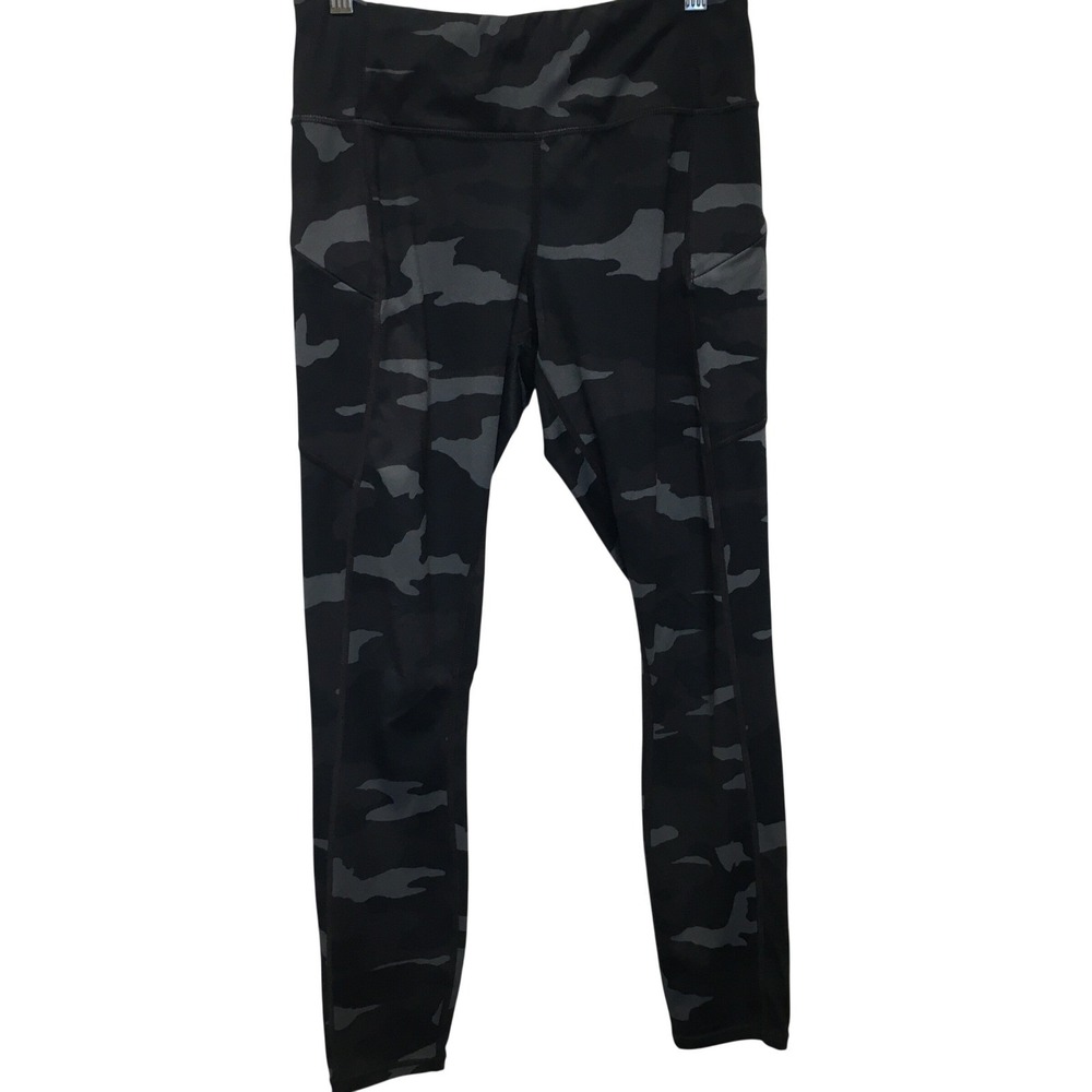 Athleta Camo High Rise Leggings Women's Small Black Gray Activewear Yoga Gym
